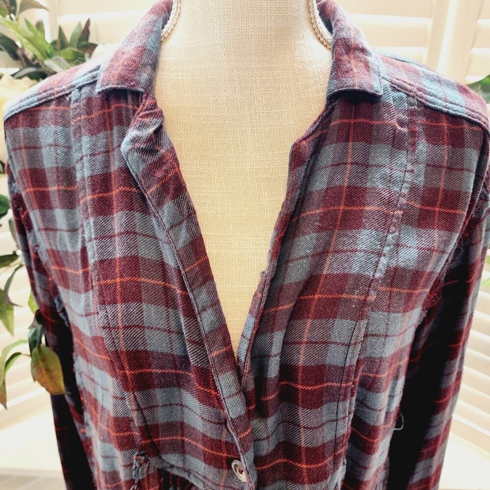 FREE PEOPLE ALL ABOUT THE FEELS PLAID BUTTON DOWN SIZE XS - Picture 10 of 10